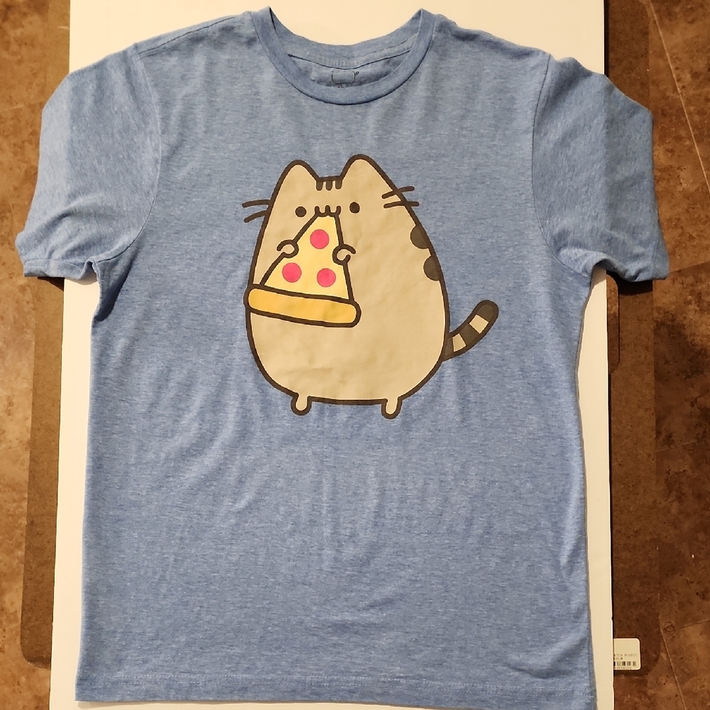 Pusheen Blue T-Shirt with Cat Graphic